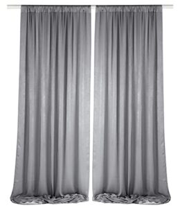 sherway 2 panels 4.8 feet x 10 feet deep gray thick satin backdrop drapes, non-transparent window curtains for wedding bridal shower birthday anniversary christmas party stage decorations