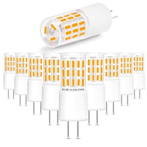 ziomitus g4 3w led landscape light bulbs 12v-24v warm white 2700k,g4 20 watt 25w 30w t3 halogen replacement,low voltage g4 t3 jc bi-pin bulb for rv boat yacht courtyard path,no flicker,330lm(10pack)