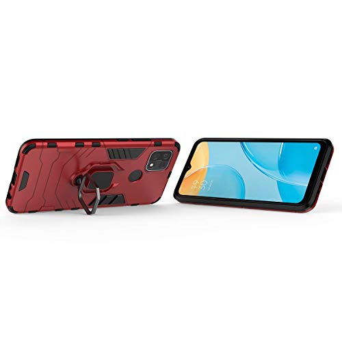 QiongNi Case for Oppo A15 Case Cover,Magnetic Car Mount Bracket Shell Case for Oppo A15 CPH2185 Case Red