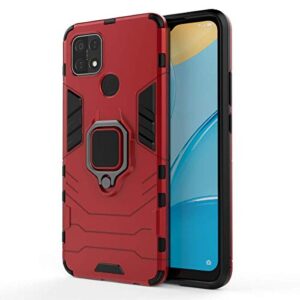 QiongNi Case for Oppo A15 Case Cover,Magnetic Car Mount Bracket Shell Case for Oppo A15 CPH2185 Case Red