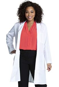 cherokee women scrubs lab coat 37" ck421, m, white