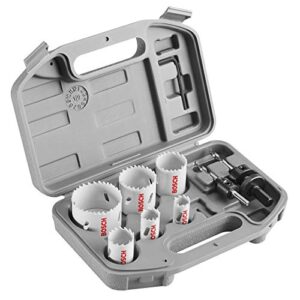 bosch hsbim9 9-piece bi-metal hole saws assorted kit with spinlock universal arbor with included carrying case for general purpose applications in wood, aluminum, metal, plastic materials
