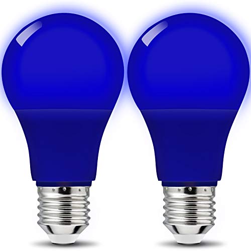 KQHBEN A19 LED Blue Light Bulbs, 9Watts (60w Equivalent), E26 Base, for Wedding Halloween Christmas Party Bar Mood Ambiance Decor, 2 Pack