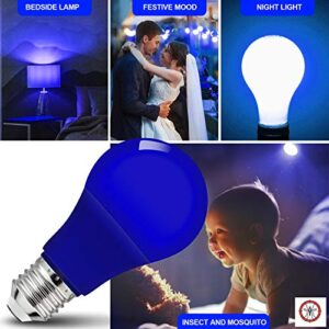 KQHBEN A19 LED Blue Light Bulbs, 9Watts (60w Equivalent), E26 Base, for Wedding Halloween Christmas Party Bar Mood Ambiance Decor, 2 Pack