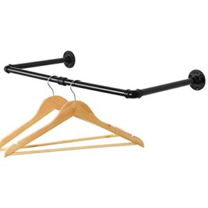 terby industrial pipe clothing rack wall mounted garment rod multi-purpose retro black closet rod bar for hanging clothes, laundry room, bathroom and retail store