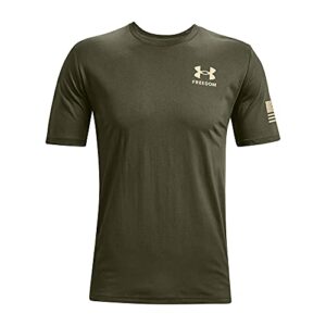 under armour men's new freedom flag t-shirt , marine od green (390)/desert sand , x-large