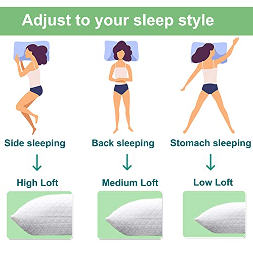 ASHOMELI Pillows Standard 2 Pack Shredded Memory Foam Pillows Cooling Adjustablefor Sleeping Good for Side and Back Sleeper with Washable Removable Bamboo Cover