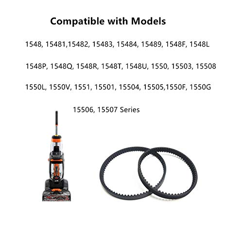 Vacuum Belts Replacement Bissell ProHeat 2X Revolution Vacuum,Compatible with Models: 1548,1550,1551,Parts 1606419 & 1606418