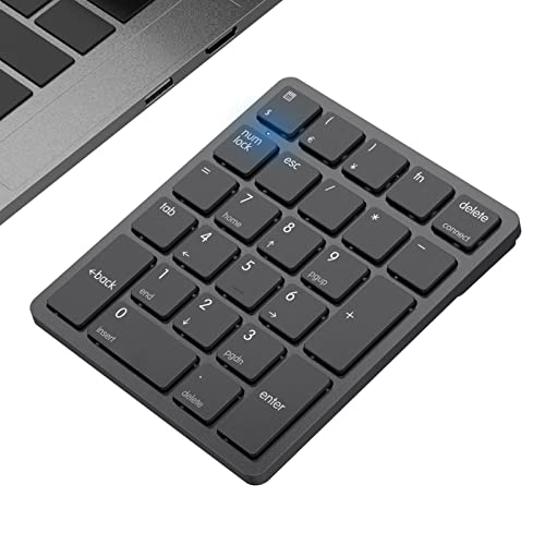 havit Bluetooth Number Pad Wireless Numeric Keypad Numpad 26 Keys Portable Mini Financial Accounting Rechargeable Numeric Pad for Laptop Desktop, PC, Surface Pro,Notebook (Black)