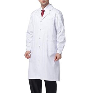 baokai white lab coat, medical coat for men, unisex long sleeve cotton doctor's costume for adult (s-xxl)