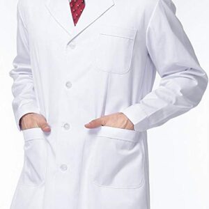 Baokai White Lab Coat, Medical Coat for Men, Unisex Long Sleeve Cotton Doctor's Costume for Adult (S-XXL)