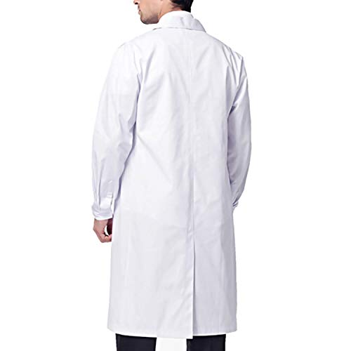 Baokai White Lab Coat, Medical Coat for Men, Unisex Long Sleeve Cotton Doctor's Costume for Adult (S-XXL)