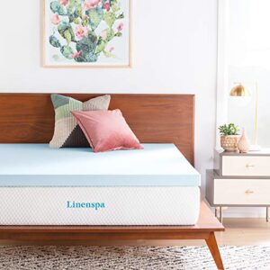 LINENSPA 3 Inch Gel Infused Memory Foam Mattress Topper - California King & Premium Smooth Fabric Mattress Protector-100% Waterproof-Hypoallergenic-Vinyl Free Protector, California King, White