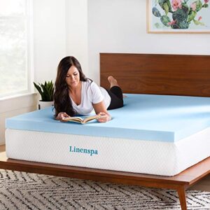 LINENSPA 3 Inch Gel Infused Memory Foam Mattress Topper - California King & Premium Smooth Fabric Mattress Protector-100% Waterproof-Hypoallergenic-Vinyl Free Protector, California King, White