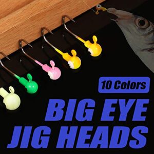 Sumind 100 Pieces Jig Head Jig Ball Fishing Jig Hooks Round Painted Fishing Lures with Plastic Box for Freshwater and Saltwater Fishing