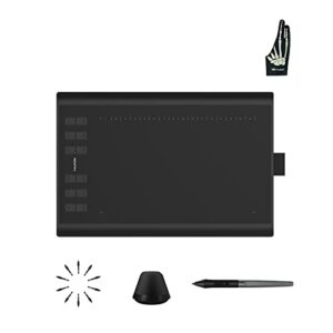 huion inspiroy h1060p graphics drawing tablet with digital pen pw100 and skeleton glove, otg adapters included