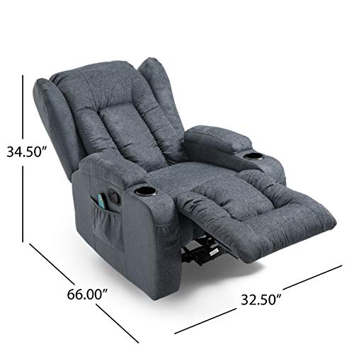 Christopher Knight Home Lavonia Massage Recliner, Wood, Charcoal + Black