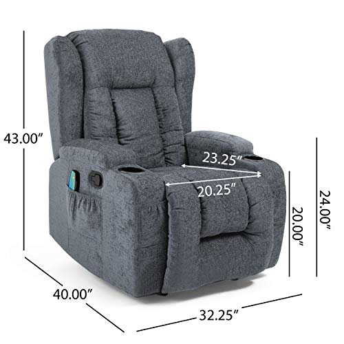 Christopher Knight Home Lavonia Massage Recliner, Wood, Charcoal + Black