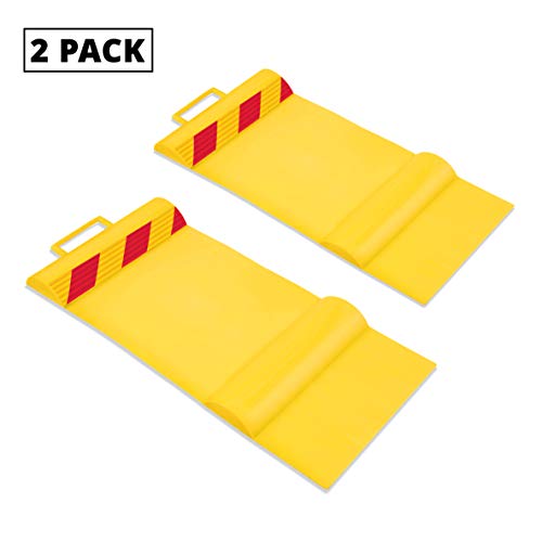 RaxGo Car Parking Mat, Garage Wheel Stopper Parking Aid, Tire Guides for Cars, Trucks & Other Vehicles | Anti-Skid Grips, Easy Install Adhesive, Carry Handles & Reflective Strips | Pack of 2 Mats