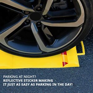 RaxGo Car Parking Mat, Garage Wheel Stopper Parking Aid, Tire Guides for Cars, Trucks & Other Vehicles | Anti-Skid Grips, Easy Install Adhesive, Carry Handles & Reflective Strips | Pack of 2 Mats