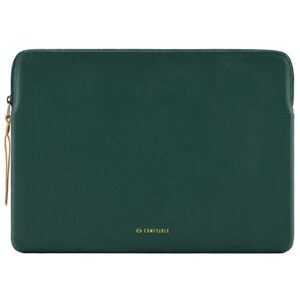 comfyable slim protective laptop sleeve 13-13.3 inch compatible with 13 inch macbook pro & macbook air, pu leather bag waterproof cover notebook computer case for mac, green
