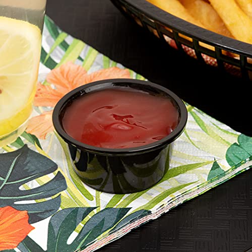 Restaurantware Base 2 Ounce Sauce Cups, 2000 Microwave-Safe Condiment Cups - Crack-Resistant, Disposable, Black Plastic Portion Cups, For Samples, Sauces, Or Toppings, Lids Sold Separately