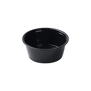 Restaurantware Base 2 Ounce Sauce Cups, 2000 Microwave-Safe Condiment Cups - Crack-Resistant, Disposable, Black Plastic Portion Cups, For Samples, Sauces, Or Toppings, Lids Sold Separately