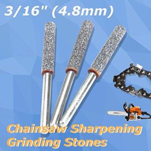 ABST14624 Abrasive 6Pcs/Set 3/16" 4.8mm Diamond Chainsaw Sharpener Burr Stone File Chain Saw Sharpening