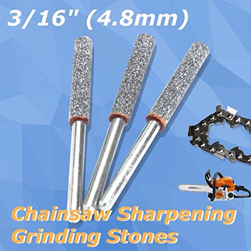 ABST14624 Abrasive 6Pcs/Set 3/16" 4.8mm Diamond Chainsaw Sharpener Burr Stone File Chain Saw Sharpening