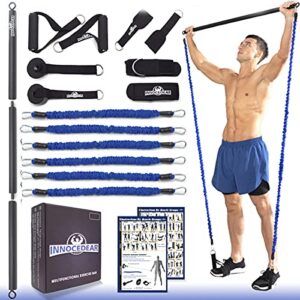 innocedar home gym bar kit with resistance bands,full body workout,60-180lbs adjustable pilates bar,safe exercise weight set,home exercise equipment for men&women- build muscle&training fitness