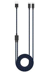 surge playstation 5 dual charge & play cable for playstation dualsense controllers, dual charging, braided cable (3m/10ft) usb-a to usb-c