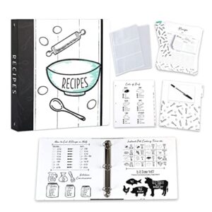 outshine recipe book binder set|farmhouse recipe binder 8.5x11 3 ring kit with cards and dividers|make your own recipe book binder| blank recipe book organizer|recipe book to write in your own recipes