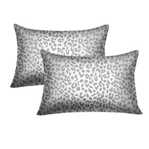 galmaxs7 satin pillowcase for hair and skin grey leopard print satin pillowcase envelope pillowcase standard size set of 2 soft and cozy pillowcase satin for women