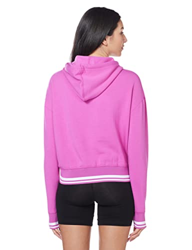 Juicy Couture Women's Cropped Logo Pullover Hoodie, Wild Fuchsia, Large