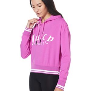 Juicy Couture Women's Cropped Logo Pullover Hoodie, Wild Fuchsia, Large