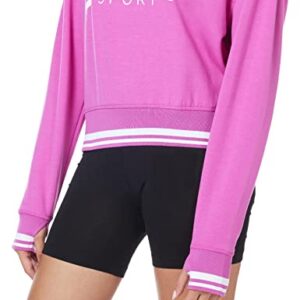 Juicy Couture Women's Cropped Logo Pullover Hoodie, Wild Fuchsia, Large