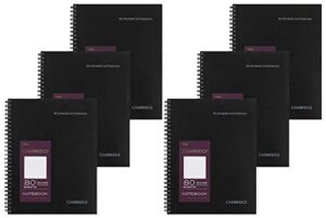cambridge limited notebook, 6 pack black notebook, legal ruled, professional business notebook, 80 sheets, spiral wirebound office journal & notebook for quicknotes, meeting for women & men, cam10-402