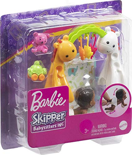 Barbie Skipper Babysitters Inc. Crawling and Playtime Playset with Baby Doll with Bobbling Head and Bottom, Floor Gym, Blanket and 6 Toy Accessories