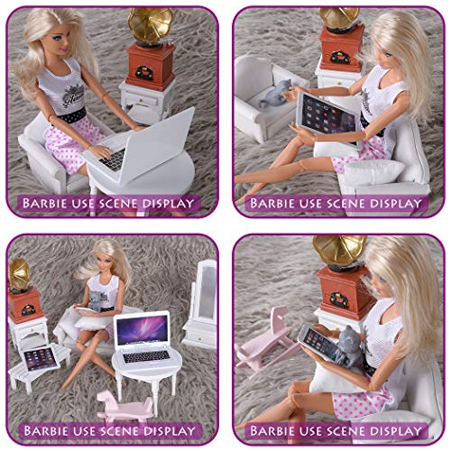 ebuddy 3 PCS Dollhouse Mini Metal Laptop Tablet Cell Phone for 1/6 1/12 Miniatures Play Set