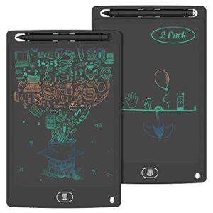 [2 pack] 8.5 inch colourful lcd writing tablet, tiqus digital ewriter with erase lock switch, electronic graphics drawing board, portable handwriting doodle pad office checklist home learning black