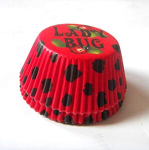 lucky star red ladybug colorful paper muffin cupcake liners case baking cups 100 pcs,standard size 2x1.25inch