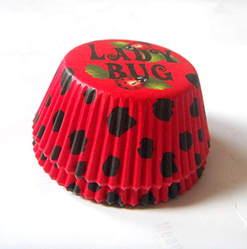 Lucky Star Red Ladybug Colorful Paper Muffin Cupcake Liners case Baking Cups 100 pcs,Standard Size 2x1.25inch