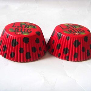 Lucky Star Red Ladybug Colorful Paper Muffin Cupcake Liners case Baking Cups 100 pcs,Standard Size 2x1.25inch