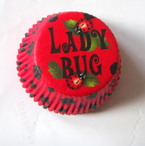 Lucky Star Red Ladybug Colorful Paper Muffin Cupcake Liners case Baking Cups 100 pcs,Standard Size 2x1.25inch