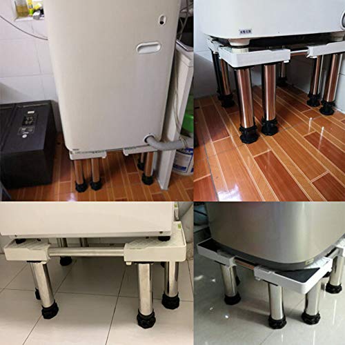 Anti-Skid Washing Machine Base Fridge Stand Multi-Functional Adjustable Base Washer and Dryer Stand Appliance Refrigerator Pedestal Stand with 4/8/12 Stainless Steel Feet