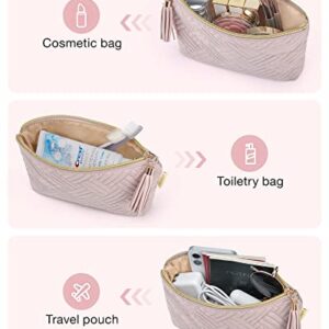 BAGSMART Small Cosmetic Bag, Elegant Roomy Makeup Bags,lipstick pouch,Zipper Pouch,Great Gifts for Women,Travel Waterproof Toiletry Bag Accessories Organizer Gifts (Pink-1 pcs)