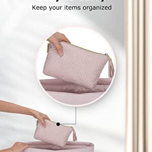 BAGSMART Small Cosmetic Bag, Elegant Roomy Makeup Bags,lipstick pouch,Zipper Pouch,Great Gifts for Women,Travel Waterproof Toiletry Bag Accessories Organizer Gifts (Pink-1 pcs)