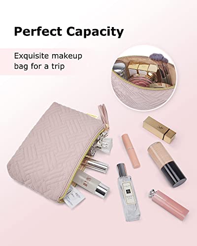 BAGSMART Small Cosmetic Bag, Elegant Roomy Makeup Bags,lipstick pouch,Zipper Pouch,Great Gifts for Women,Travel Waterproof Toiletry Bag Accessories Organizer Gifts (Pink-1 pcs)