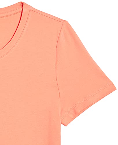 Amazon Essentials Women's Classic-Fit Short-Sleeve Crewneck T-Shirt, Pack of 2, Blue/Coral Orange, Medium