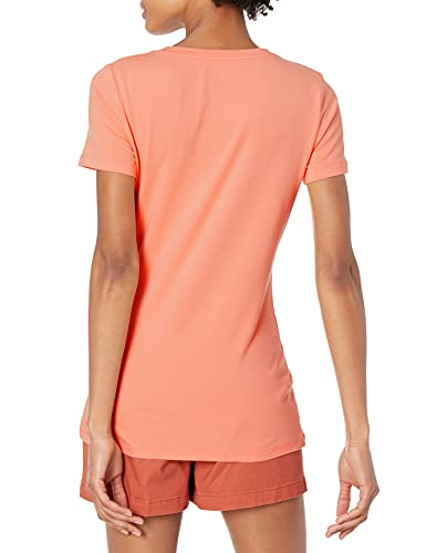 Amazon Essentials Women's Classic-Fit Short-Sleeve Crewneck T-Shirt, Pack of 2, Blue/Coral Orange, Medium